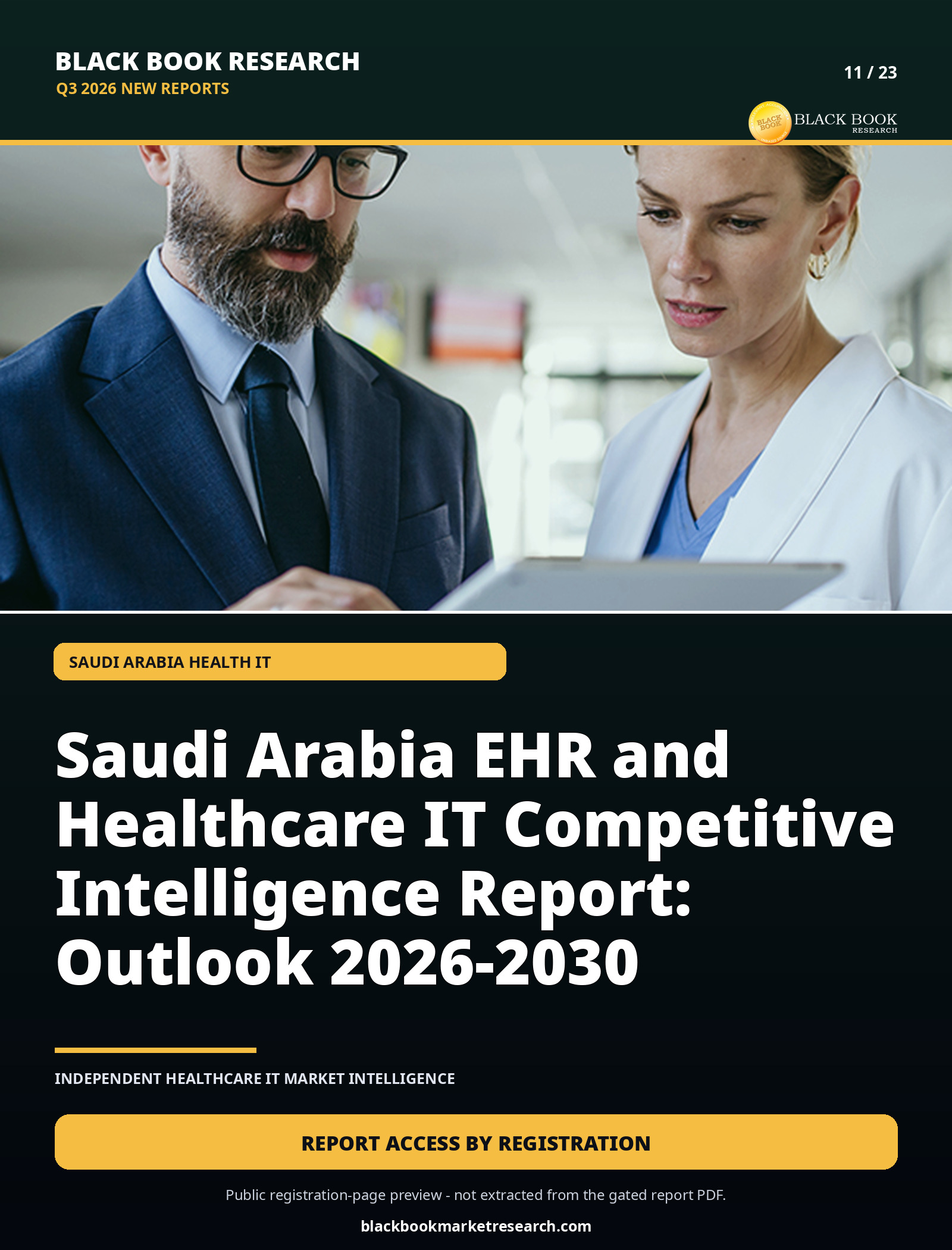 Cover: Saudi Arabia EHR and Healthcare IT Competitive Intelligence Report Outlook 2026–2030